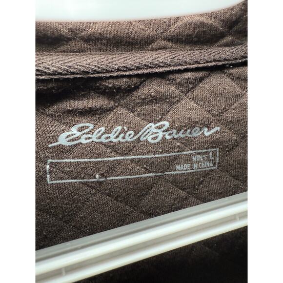 Eddie‎ Bauer brown quilted henley sweater mens large classic fit preppy outdoor - Picture 3 of 8